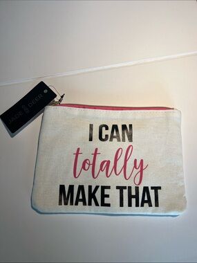 New Craft Bag Cream Canvas Mini Pouch with Pink Accents